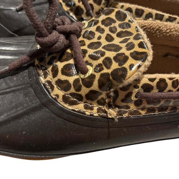 Sperry Top Sider Women's Leopard Print Rubber Duck Boot Shoes 9773334 Size 9 - Picture 6 of 8